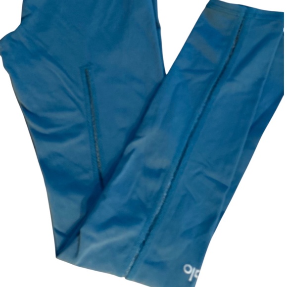 ALO Yoga High-Waist Dash Legging Teal Mesh Back Seam Full Length | Meduim - Picture 1 of 6